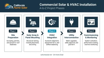 5-phase commercial solar and HVAC installation process flow diagram