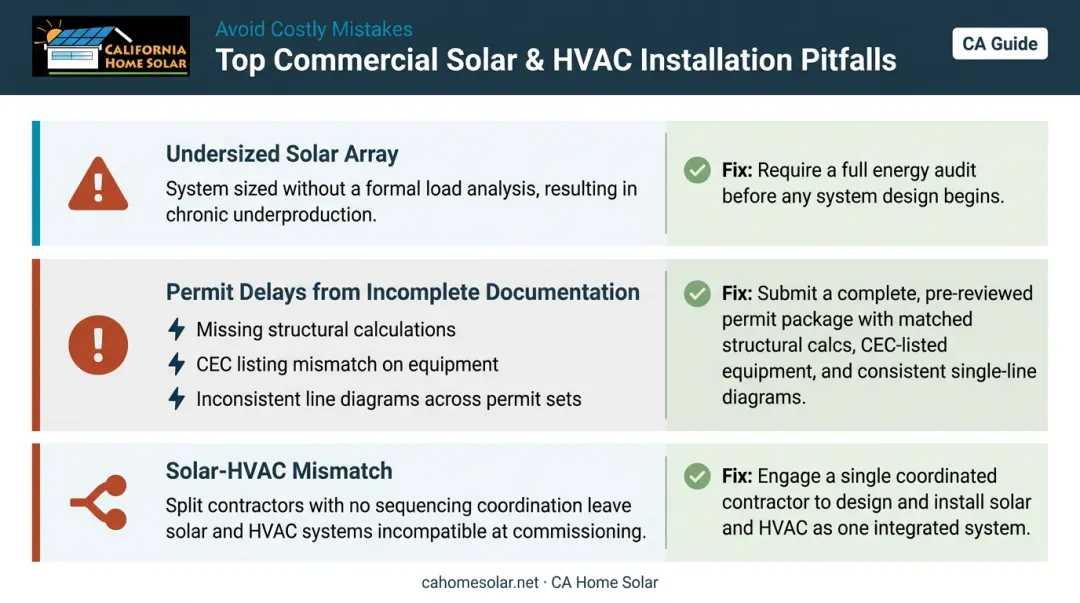 Three most common commercial solar HVAC installation pitfalls and recommended fixes
