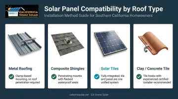 Solar panel compatibility chart for four eco-friendly roofing material types