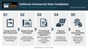 5-stage commercial solar installation process from site assessment to permission to operate