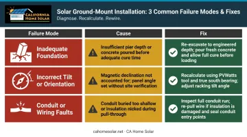 Three common ground-mount solar installation problems causes and fixes comparison
