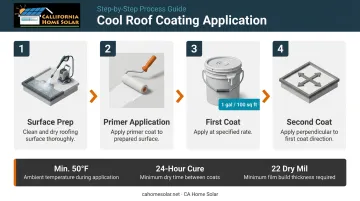 Cool roof coating application process steps coverage rates and temperature requirements