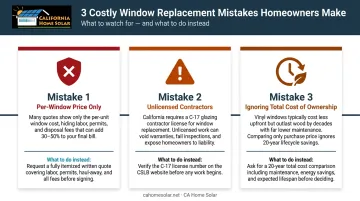 Three common Orange County window installation cost mistakes homeowners make infographic