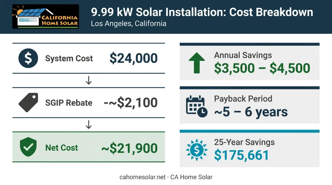 Los Angeles solar system cost breakdown and payback period calculation table