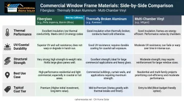Commercial window frame material comparison fiberglass aluminum vinyl thermal performance and durability