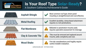 Solar panel roof material compatibility comparison chart five roof types