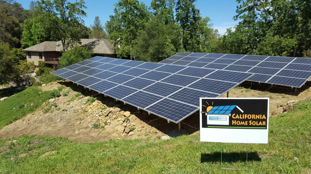 CA Home Solar ground-mount system installed at optimal azimuth in residential yard
