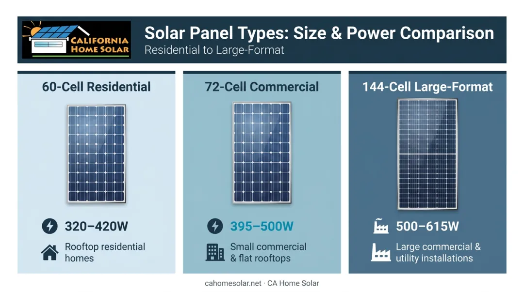 Commercial versus residential solar panel size wattage and efficiency comparison chart
