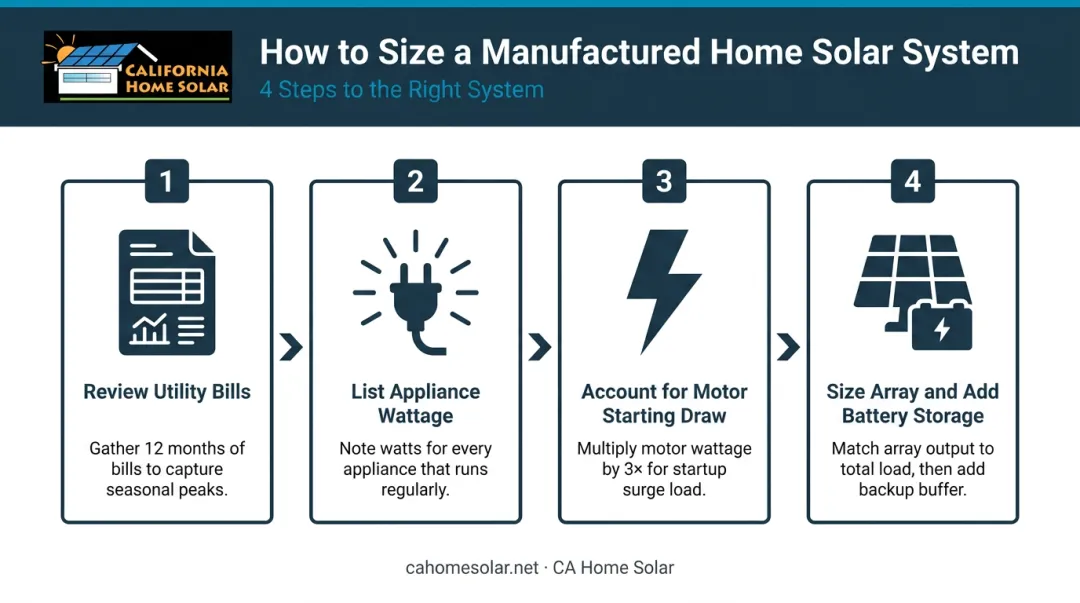 4-step solar system sizing process for manufactured home energy needs
