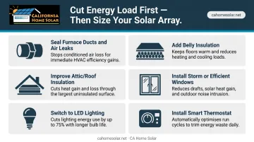 Six highest-ROI energy efficiency upgrades for manufactured homes to reduce solar array size