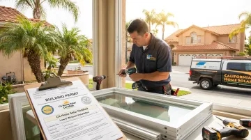 CA Home Solar contractor installing Low-E window with HERO financing documentation on site