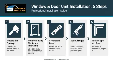 5-step Low-E window installation process flow from preparation to finishing