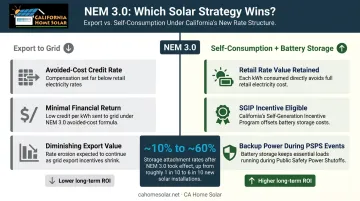 NEM 3.0 solar self-consumption versus grid export value comparison infographic