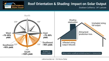 Solar panel tilt orientation and shading impact on annual energy yield diagram