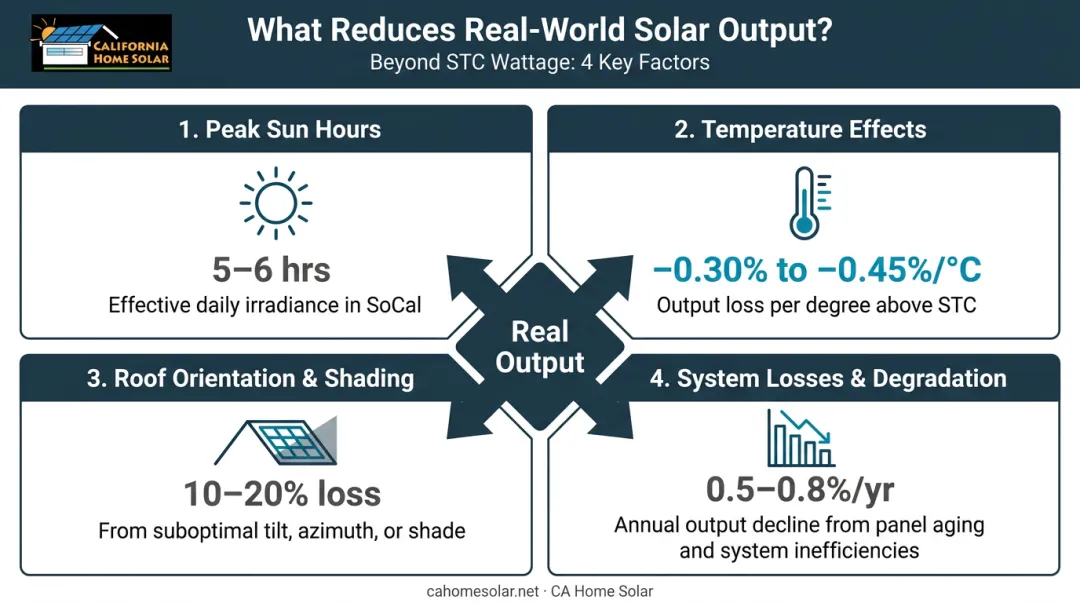 Four key factors affecting real-world solar panel output beyond rated wattage