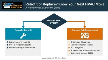 Commercial HVAC retrofit versus full replacement decision framework flowchart