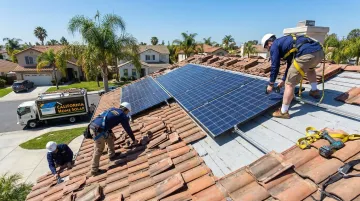 California Home Solar contractor performing integrated roofing and solar panel installation