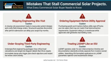 Four common commercial solar design mistakes that derail projects infographic