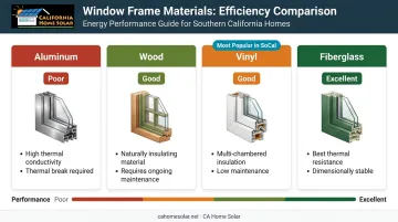 Window frame material efficiency comparison chart vinyl fiberglass wood aluminum