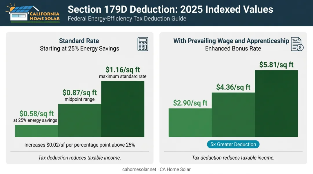 IRS Section 179D commercial HVAC tax deduction tiers standard versus prevailing wage rates