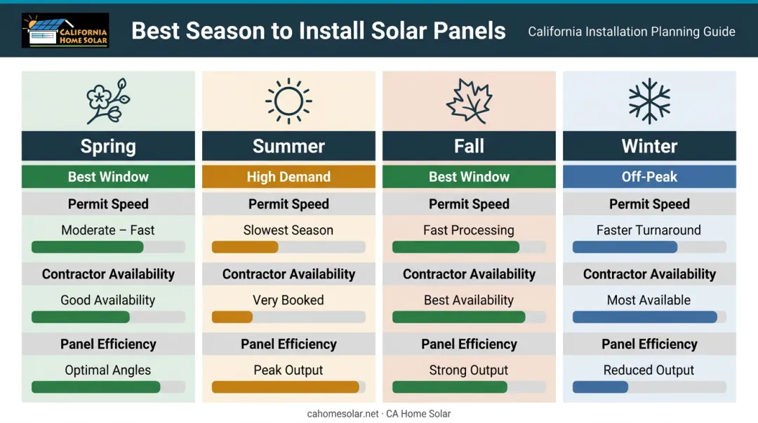 Four-season solar installation comparison chart for Southern California homeowners
