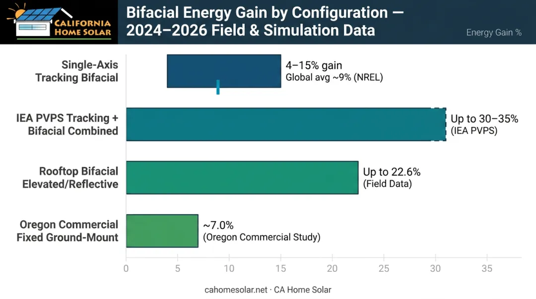 Bifacial solar energy gain comparison across ground-mount rooftop and tracking system configurations