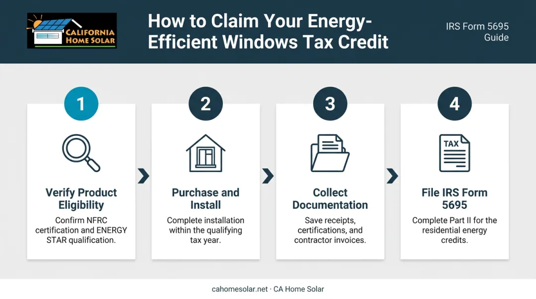 4-step process to claim energy efficient windows federal tax credit on IRS Form 5695