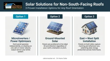 Three solar solutions for non-south-facing roofs microinverters ground-mount east-west split