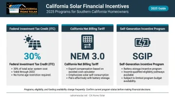Federal ITC NEM 3.0 and SGIP solar financial incentives overview comparison chart