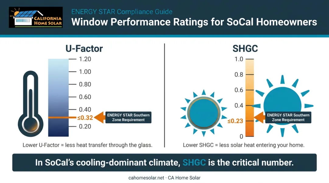 ENERGY STAR Southern zone U-factor and SHGC window rating requirements comparison