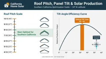 Southern California roof pitch versus solar panel tilt angle production output comparison