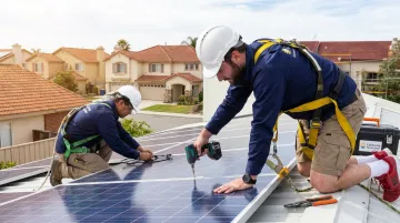 Licensed solar installer team completing rooftop panel installation on Southern California home