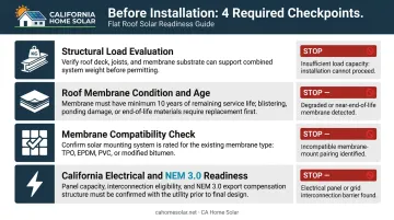 Flat roof solar installation prerequisites checklist four key assessment steps