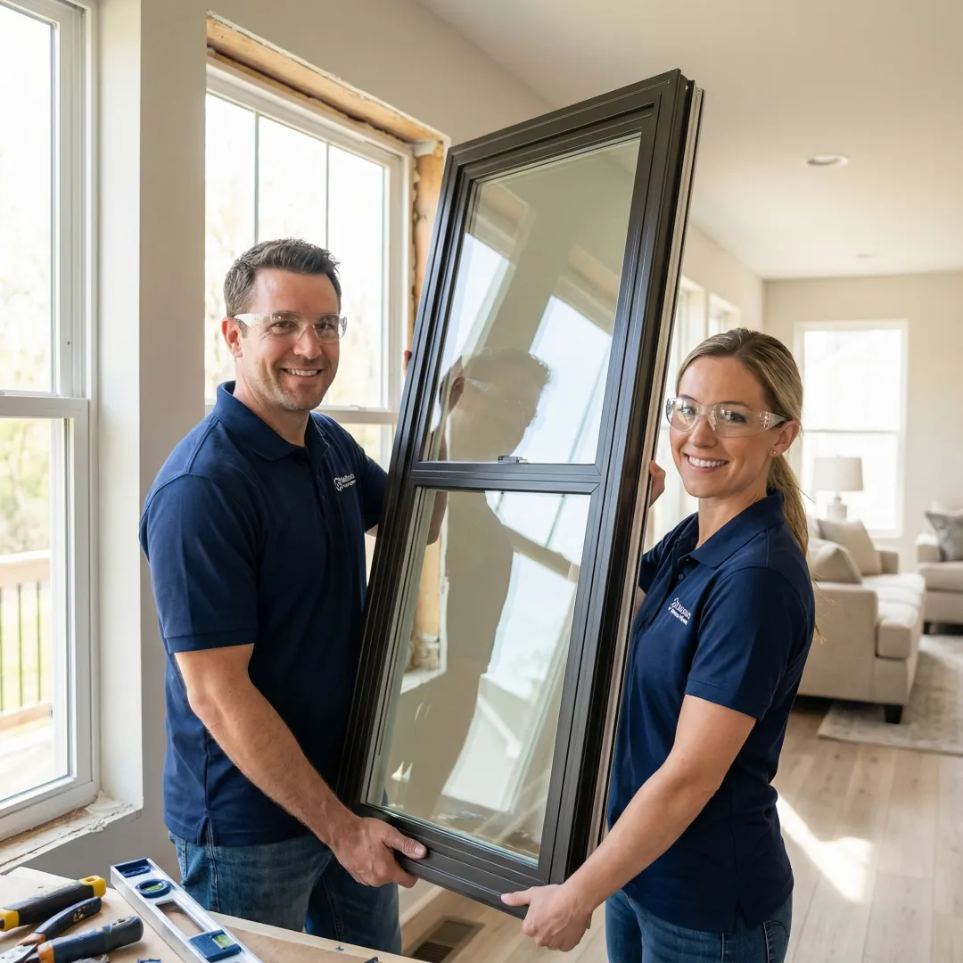 Professional window installation team installing energy-efficient windows in Glendale home