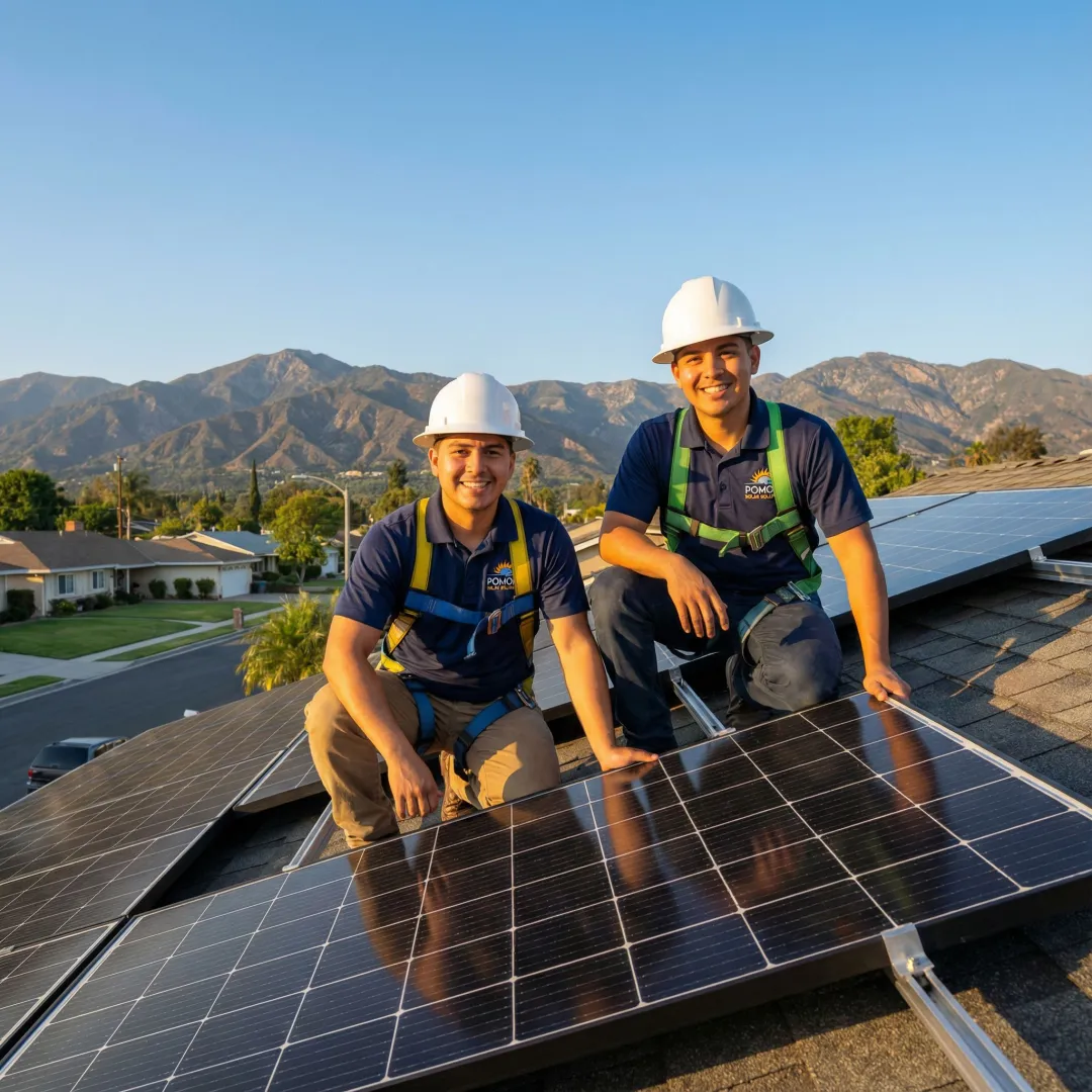 Professional solar panel installation on residential home in Pomona California