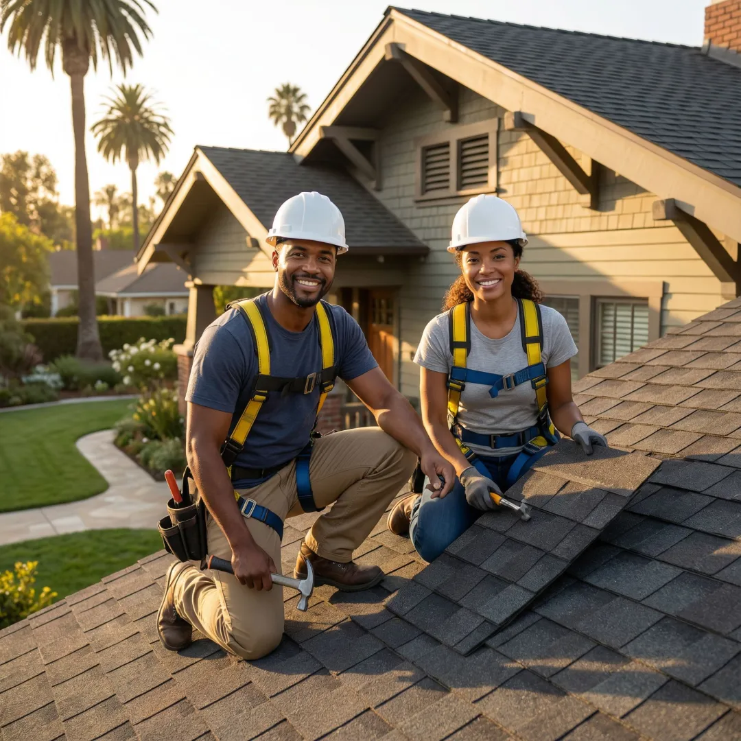 Professional roof remodeling project on Pasadena home with new tiles and modern design