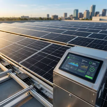 High-efficiency commercial solar panels generating clean energy