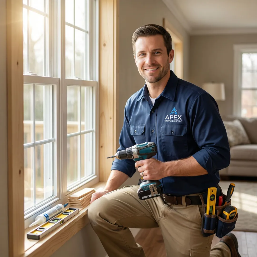 Professional window installation technician installing energy-efficient windows in Norwalk home