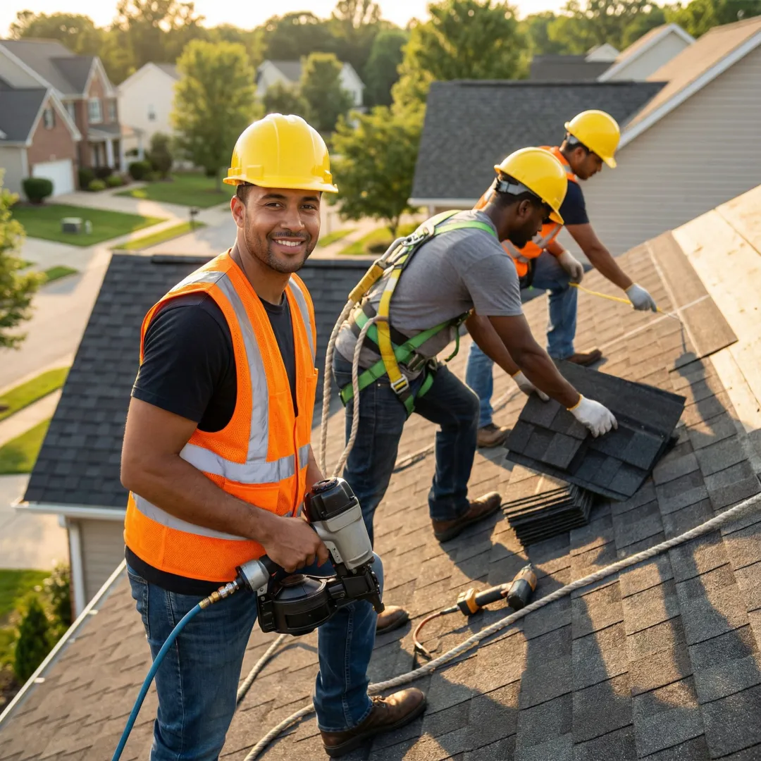 Professional roof remodeling work being performed on El Monte home with workers installing new roofing materials