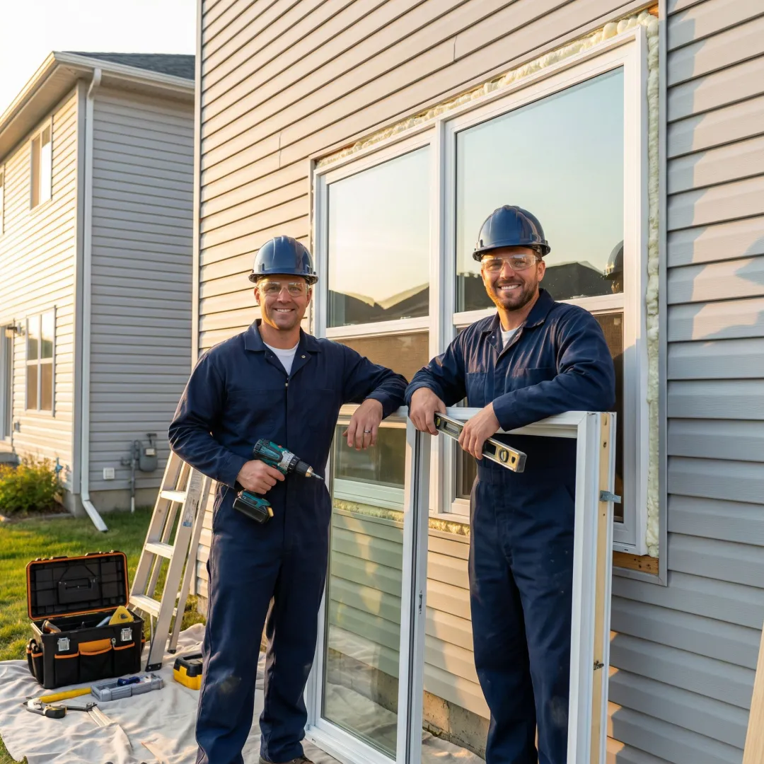 Professional window installation team installing energy-efficient windows in Costa Mesa home