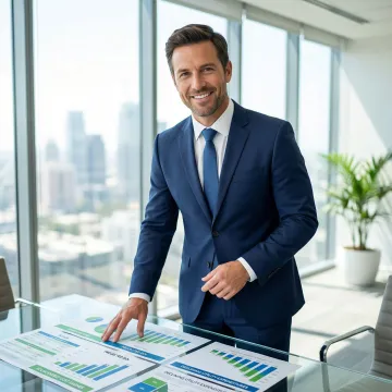 Business owner reviewing solar energy savings reports