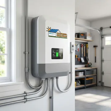Modern solar battery storage system installed in Anaheim home garage