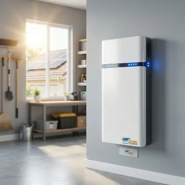 Modern solar battery storage system installed in San Diego home garage