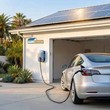 Professional EV charger installation at San Diego home with solar panels