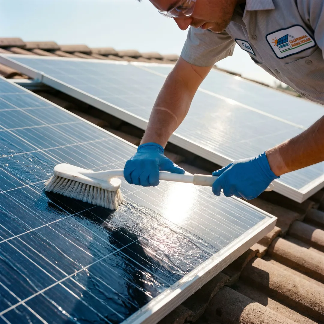 Solar panel cleaning process with deionized water