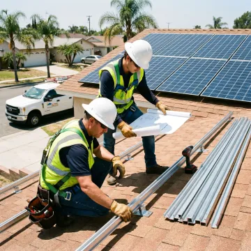 Solar installers planning a rooftop project
