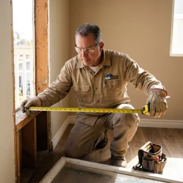 Installer measuring window opening before replacement
