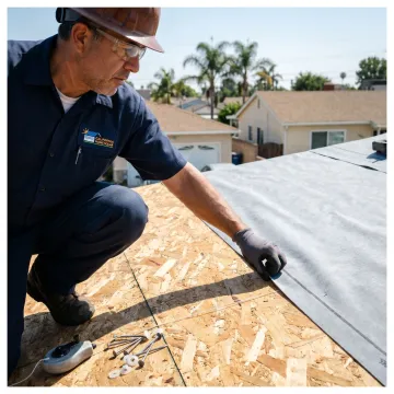 Roofing contractor inspecting a home roof