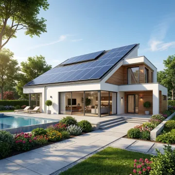 Modern home in Irvine with newly installed solar panel system on roof