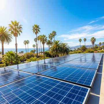 High-performance solar panels generating clean energy on coastal California home